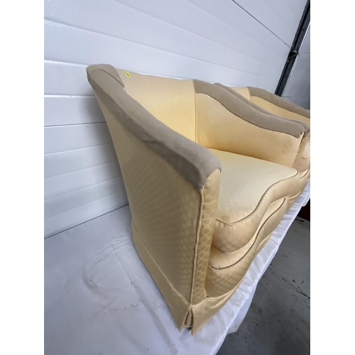 257 - PAIR OF YELLOW UPHOLSTERED TUB CHAIRS A/F