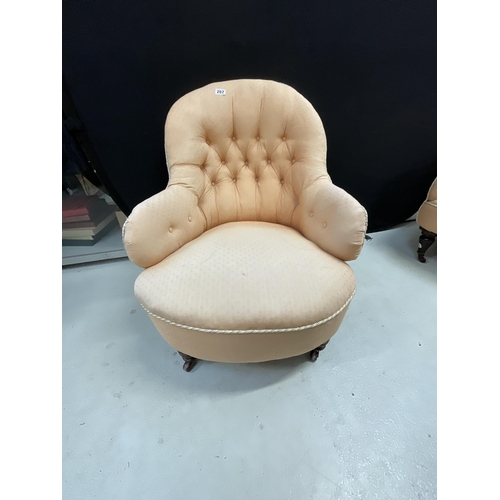 287 - VICTORIAN UPHOLSTERED BUTTON BACK BEDROOM CHAIR