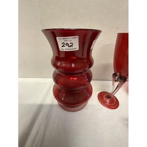 292 - COLLECTION OF RED ART GLASS (6)