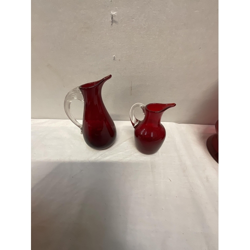 292 - COLLECTION OF RED ART GLASS (6)