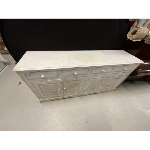 299 - PAINTED PINE SIDEBOARD 4 DRAWERS OVER 4 DOORS H36