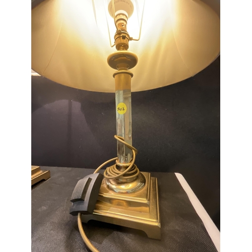 304 - 2 BRASS TABLE LAMPS WITH SHADES