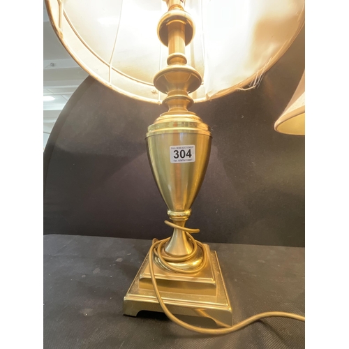 304 - 2 BRASS TABLE LAMPS WITH SHADES