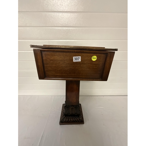 307 - VICTORIAN MAHOGANY PEDESTAL SEWING BOX H25