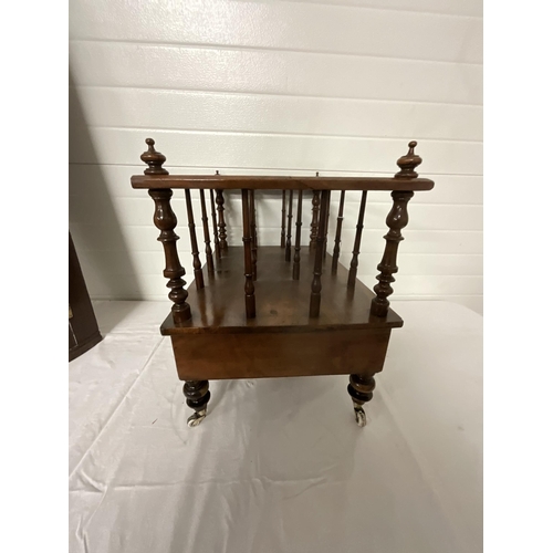 318 - VICTORIAN MAHOGANY CANTERBURY WITH DRAWER TO BASE H20