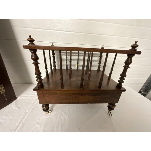 318 - VICTORIAN MAHOGANY CANTERBURY WITH DRAWER TO BASE H20