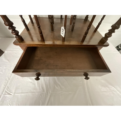 318 - VICTORIAN MAHOGANY CANTERBURY WITH DRAWER TO BASE H20