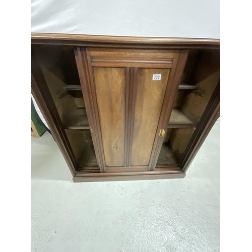 332 - VINTAGE MAHOGANY SLIDING DOOR CABINET H38