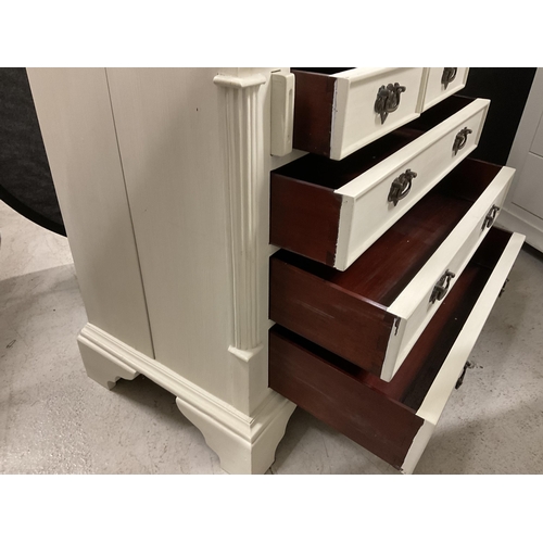 338 - PAINTED BUREAU WITH FITTED INTERIOR AND 5 DRAWERS TO BASE H35