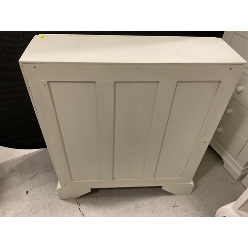 338 - PAINTED BUREAU WITH FITTED INTERIOR AND 5 DRAWERS TO BASE H35