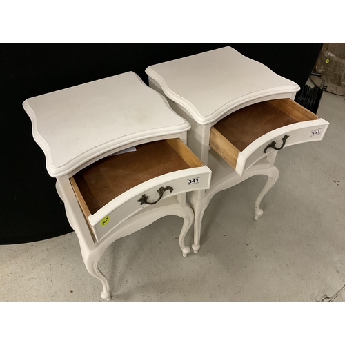 341 - PAIR OF PAINTED BEDSIDE CABINETS H28