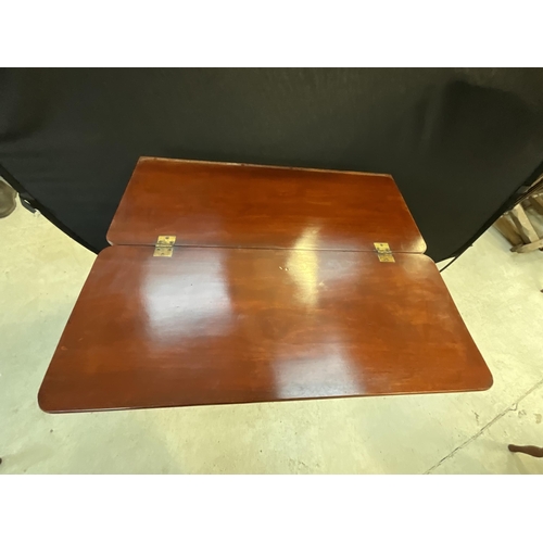 358 - VICTORIAN MAHOGANY CABINET WITH 2 DOORS AND FOLDING TOP TO CONVERT INTO WRITING TABLE H33