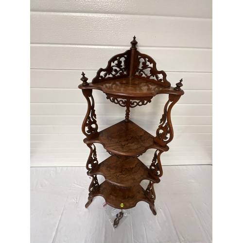 369 - VICTORIAN WALNUT 4 TIER CORNER WOT NOT A/F H50