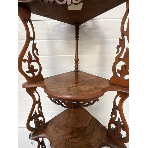 369 - VICTORIAN WALNUT 4 TIER CORNER WOT NOT A/F H50