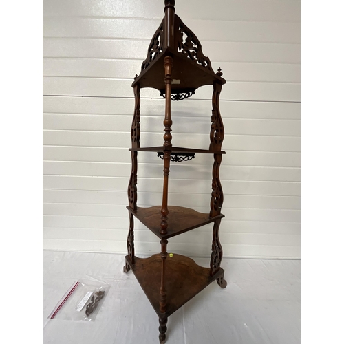 369 - VICTORIAN WALNUT 4 TIER CORNER WOT NOT A/F H50