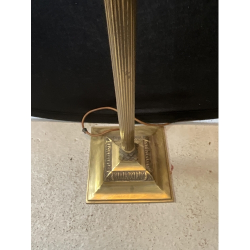 376 - BRASS STANDARD LAMP AND SHADE H52