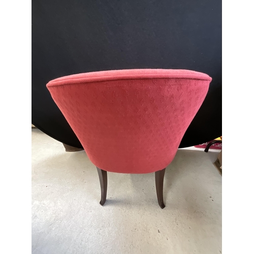 377 - EDWARDIAN MAHOGANY UPHOLSTERED TUB CHAIR