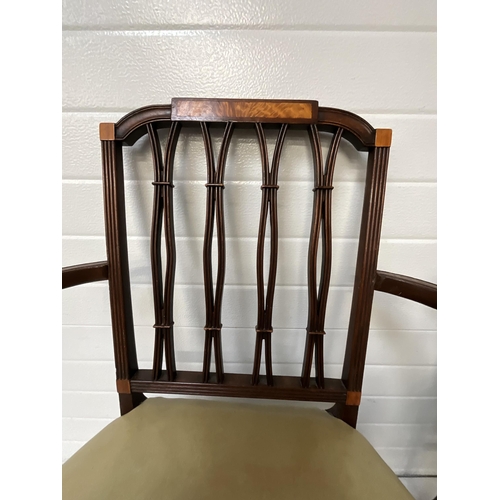 379 - PAIR EDWARDIAN MAHOGANY INLAID ARMCHAIRS