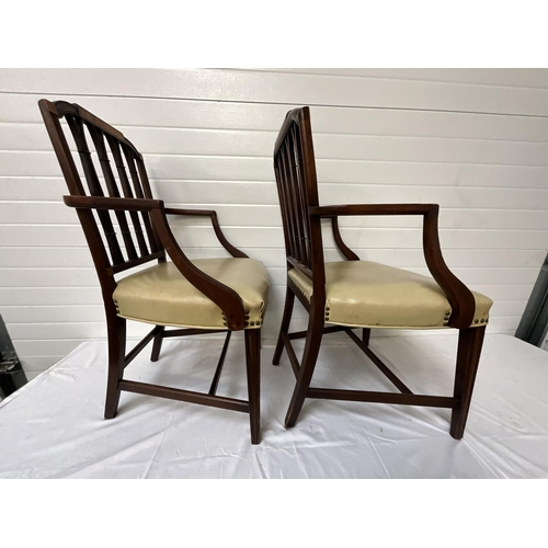 379 - PAIR EDWARDIAN MAHOGANY INLAID ARMCHAIRS