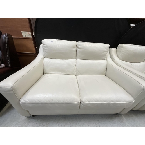 386 - DESIGNER BADGED INCANTO ITALIAN CREAM LEATHER 3 SEATER AND 2 SEATER MATCHING ALL RECLINING SOFA'S ON... 