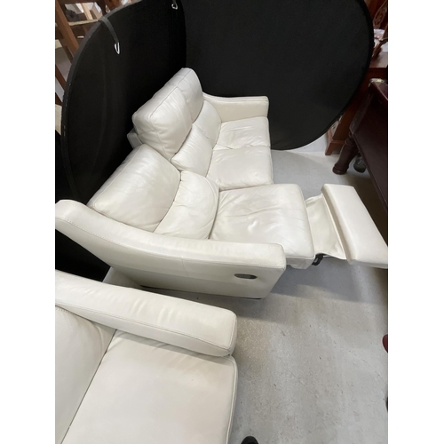 386 - DESIGNER BADGED INCANTO ITALIAN CREAM LEATHER 3 SEATER AND 2 SEATER MATCHING ALL RECLINING SOFA'S ON... 