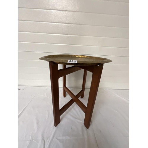 396 - BRASS TRAY TOP FOLDING TABLE H22