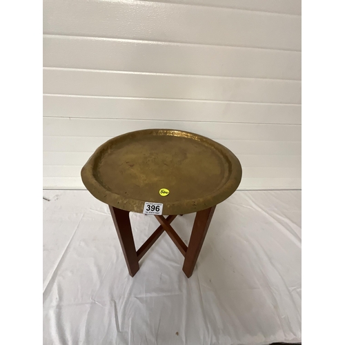 396 - BRASS TRAY TOP FOLDING TABLE H22