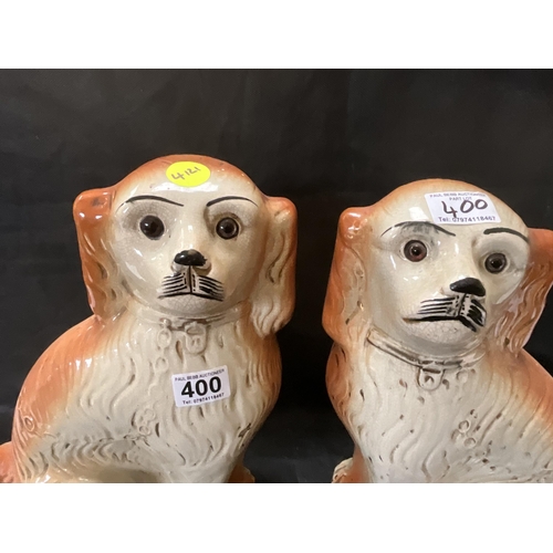 400 - PAIR OF LARGE VICTORIAN  STAFFS DOGS WITH GLASS EYES