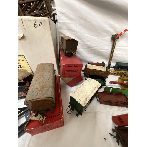 10 - 6 BOXES OF VINTAGE TRAIN TRACK, CARRIAGES AND BUILDINGS ETC