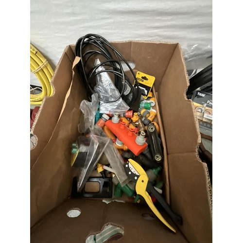 10 - BOX OF GARDEN ITEMS - TOOLS ETC