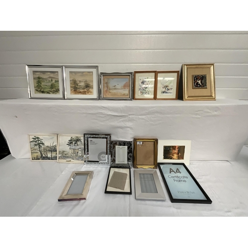 15 - BOX OF FRAMED PRINTS, FRAMES ETC
LARGEST 13