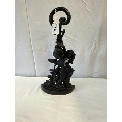 16 - CAST IRON CHERUB DOORSTOP H17