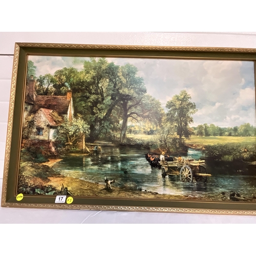 17 - VINTAGE CONSTABLE PRINT AND 3 OTHER PICTURES AND PICTURE FRAME - LARGEST 42