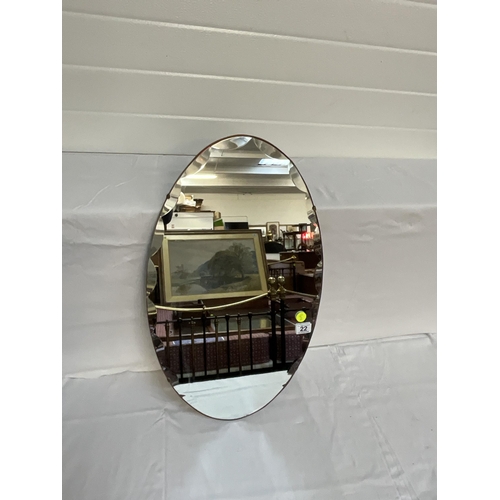 22 - VINTAGE BEVEL EDGE OVAL WALL MIRROR 27