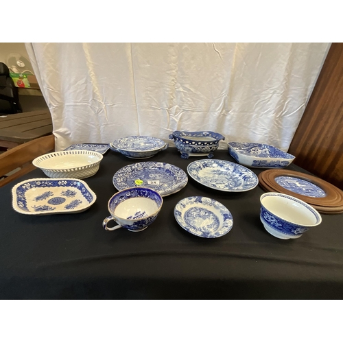 24 - BOX OF BLUE & WHITE VICTORIAN AND LATER CHINA TO INCLUDE SPODE ETC