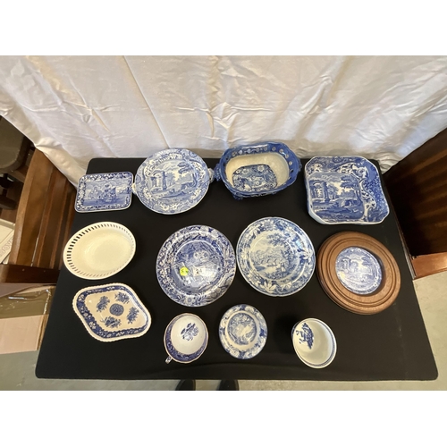 24 - BOX OF BLUE & WHITE VICTORIAN AND LATER CHINA TO INCLUDE SPODE ETC