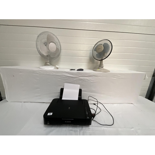 7 - 2 ELECTRIC DESK FANS AND A CANON PRINTER