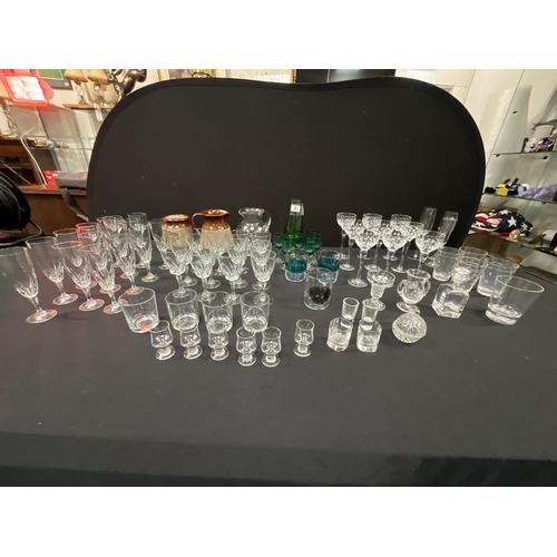 8 - 2 BOXES OF GLASSWARE TO INCLUDE CRYSTAL GOBLETS, COLOURED GLASS ETC