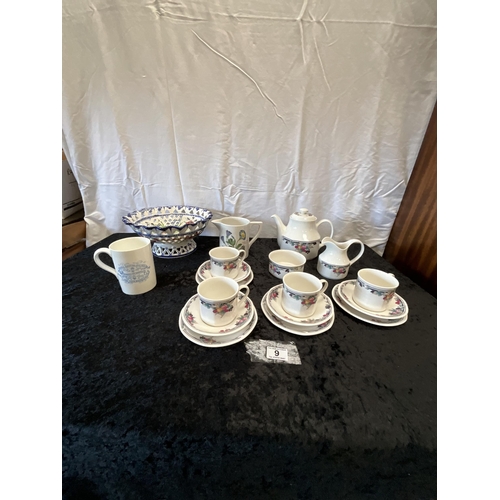 9 - BOX OF CHINA TO INCLUDE PORTMEIRION, ROYAL DOULTON AUTUMN GLORY TEA SET ETC