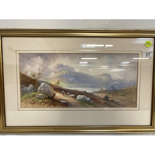 37 - PAIR OF GILT FRAMED WATERCOLOURS MOUNTAIN SCENE SIGNED E ST JOHN 25