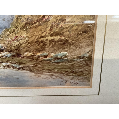 37 - PAIR OF GILT FRAMED WATERCOLOURS MOUNTAIN SCENE SIGNED E ST JOHN 25