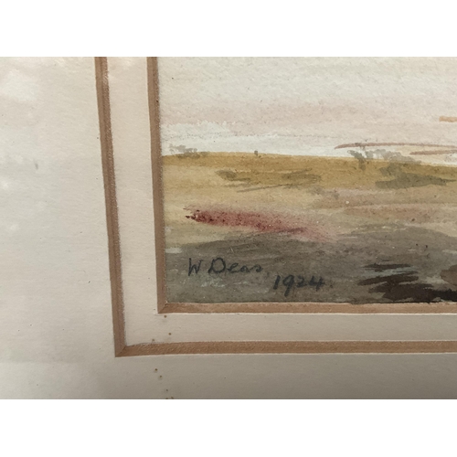 46 - FRAMED WATERCOLOUR SIGNED AND DATED 1924 AND A FRAMED COLOUR ETCHING WITH PENCIL SIGNATURE - LARGST ... 