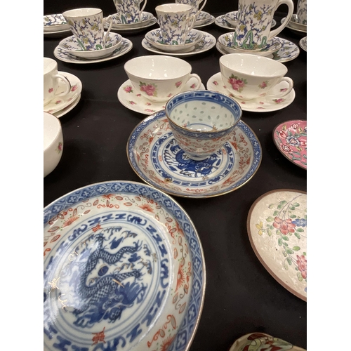 48 - BOX OF CHINA TO INCLUDE VICTORIAN ROYAL STAFFORD PART TEA SERVICE