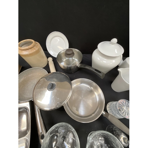 51 - 2 BOXES OF KITCHENWARE, GLASS, CHINA ETC