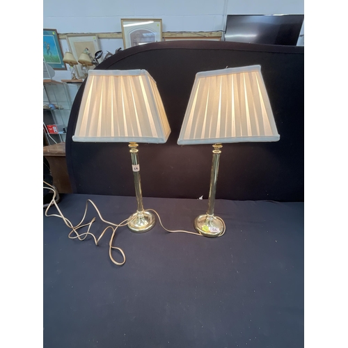 56 - PAIR OF BRASS TABLES LAMPS COMPLETE WITH SHADES