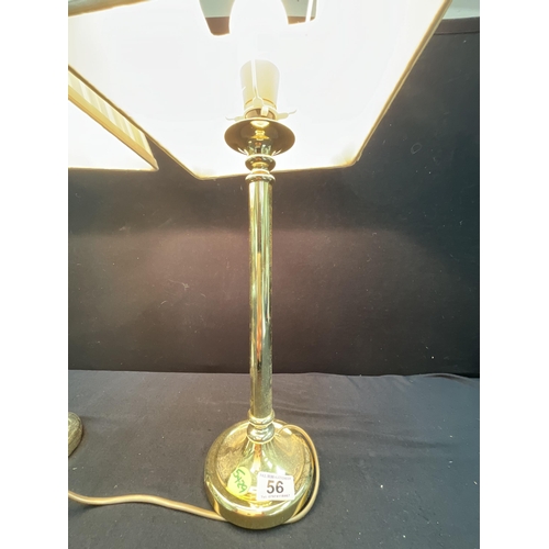 56 - PAIR OF BRASS TABLES LAMPS COMPLETE WITH SHADES