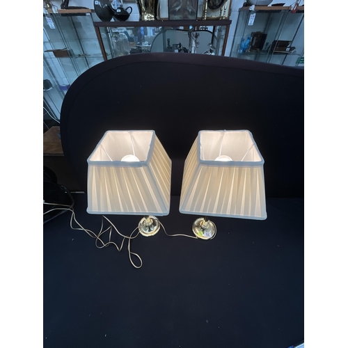 56 - PAIR OF BRASS TABLES LAMPS COMPLETE WITH SHADES