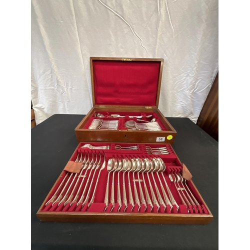 58 - OAK CASED VINTAGE CANTEEN OF CUTLERY COMPLETE H5