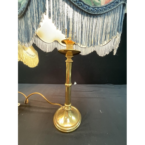 73 - CERAMIC TABLE LAMP WITH SHADE AND BRASS TABLE LAMP WITH SHADE