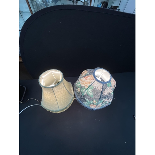 73 - CERAMIC TABLE LAMP WITH SHADE AND BRASS TABLE LAMP WITH SHADE